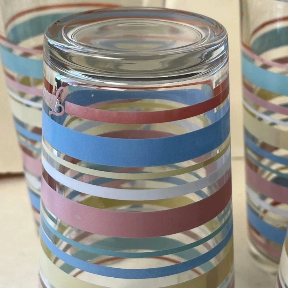 Vintage Culver Fiesta Highball Glasses Set of 4 Gold Barware